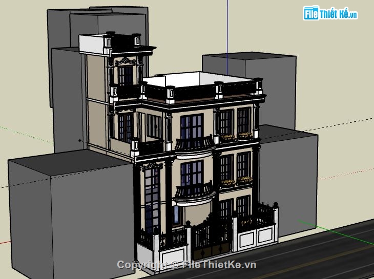 Biệt thự 3 tầng,Biệt thự 3 tầng file sketchup,model su biệt thự 3 tầng