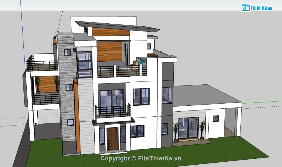 Biệt thự 3 tầng hiện đại,model su biệt thự 3 tầng,file su biệt thự 3 tầng,file sketchup biệt thự 3 tầng,biệt thự 3 tầng file su