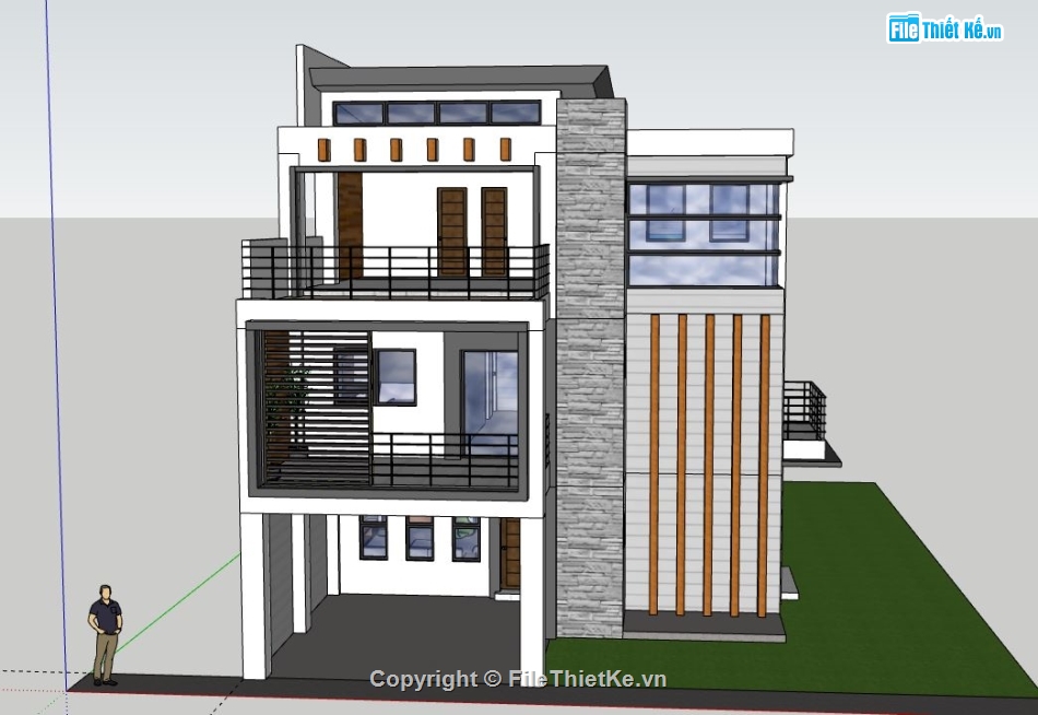 Biệt thự 3 tầng hiện đại,model su biệt thự 3 tầng,file su biệt thự 3 tầng,file sketchup biệt thự 3 tầng,biệt thự 3 tầng file su