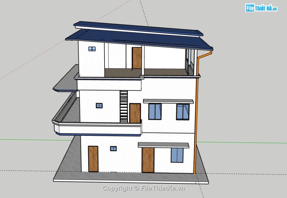 Biệt thự 3 tầng,model su biệt thự 3 tầng,file su biệt thự 3 tầng,biệt thự 3 tầng sketchup,sketchup biệt thự 3 tầng