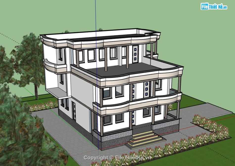 Biệt thự 3 tầng,model su biệt thự 3 tầng,biệt thự 3 tầng file su,3d sketchup biệt thự 3 tầng,biệt thự 3 tầng sketchup