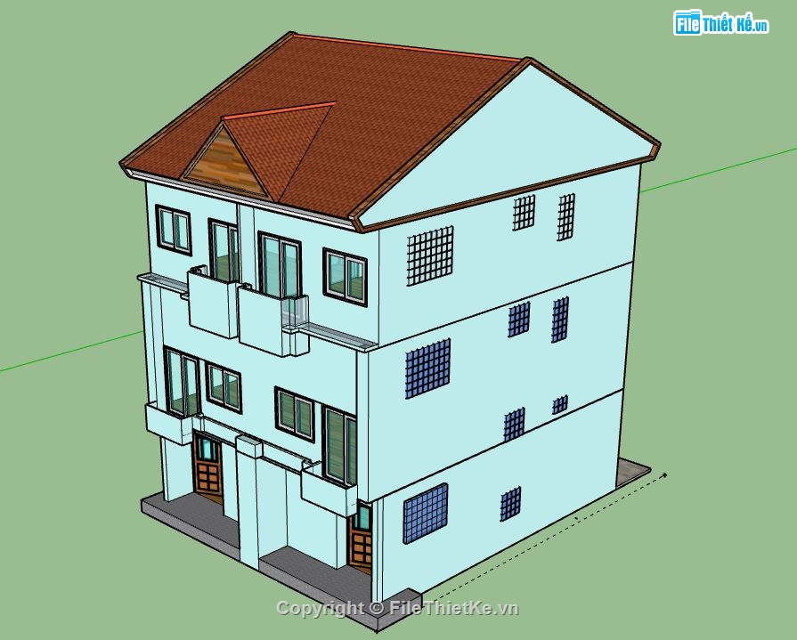 Biệt thự 3 tầng,model su biệt thự 3 tầng,file su biệt thự 3 tầng,sketchup biệt thự 3 tầng,biệt thự 3 tầng
