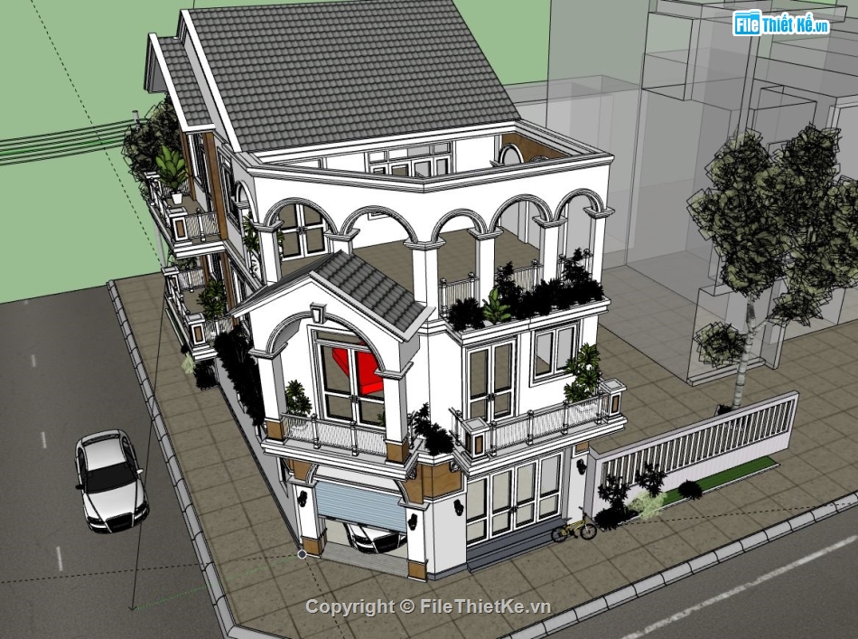 Biệt thự 3 tầng,Biệt thự 3 tầng file sketchup,model su biệt thự 3 tầng,biệt thự 3 tầng file su,biệt thự 3 tầng sketchup