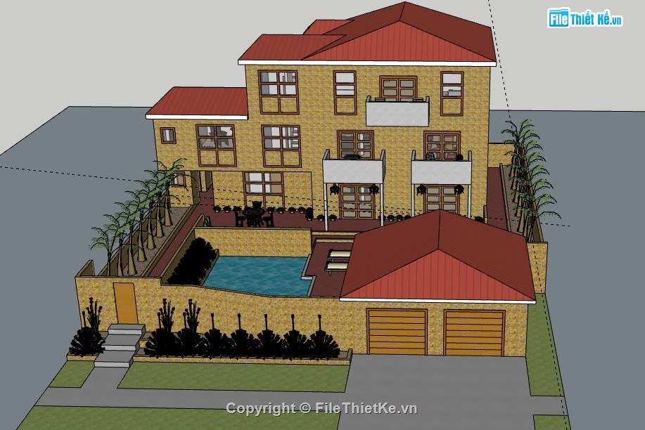 Biệt thự 3 tầng,model su biệt thự 3 tầng,biệt thự 3 tầng file su,sketchup biệt thự 3 tầng,biệt thự 3 tầng model su