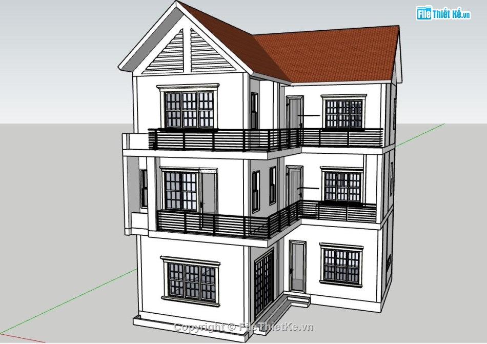 file su biệt thự,model su biệt thự,file sketchup biệt thự