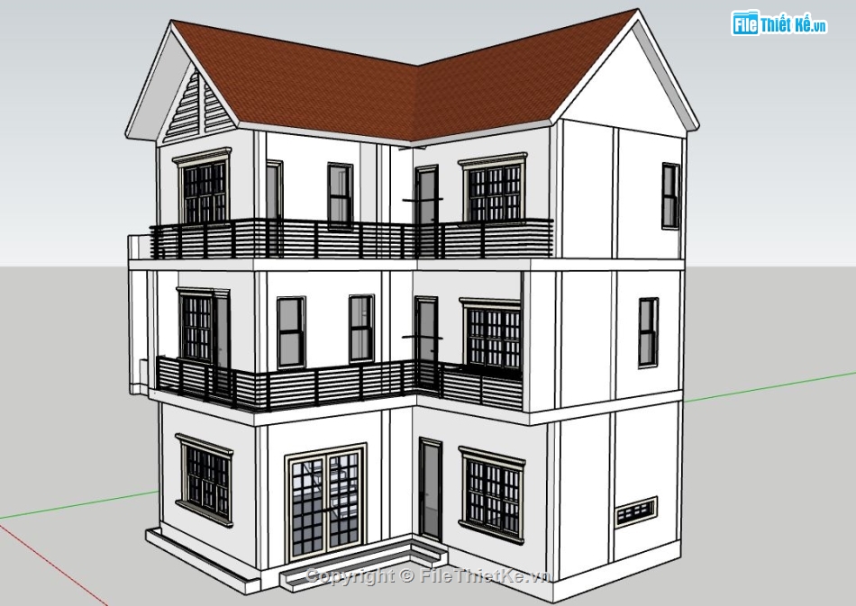 file su biệt thự,model su biệt thự,file sketchup biệt thự