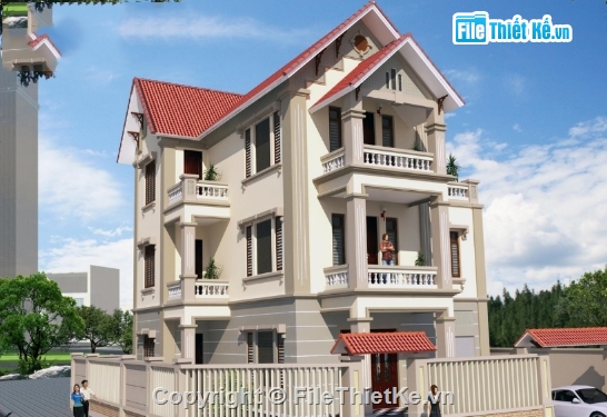 Biệt thự 3 tầng,biệt thự 3 tầng file cad,cad biệt thự 3 tầng