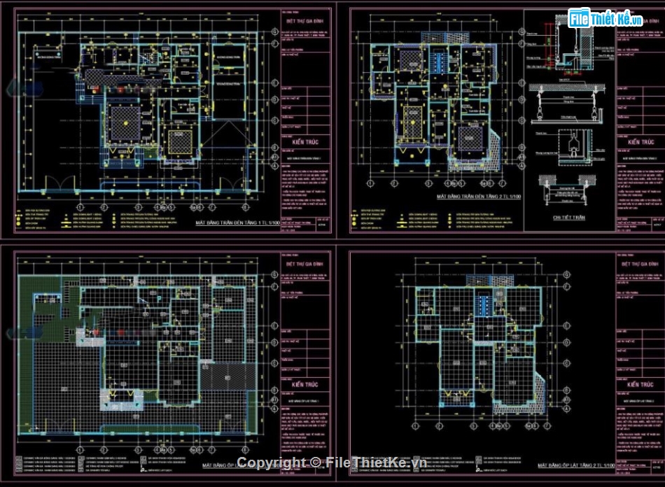 Biệt thự,file cad biệt thự 3 tầng,kiến trúc biệt thự 3 tầng