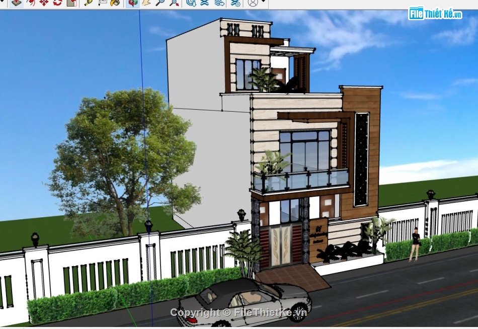 file 3d sketchup,Biệt thự 3 tầng file sketchup,biệt thự hiện đại,su biệt thự 3 tầng