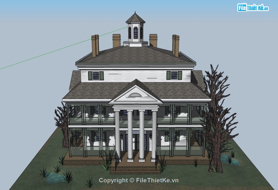 file su biệt thự,model su biệt thự,sketchup biệt thự