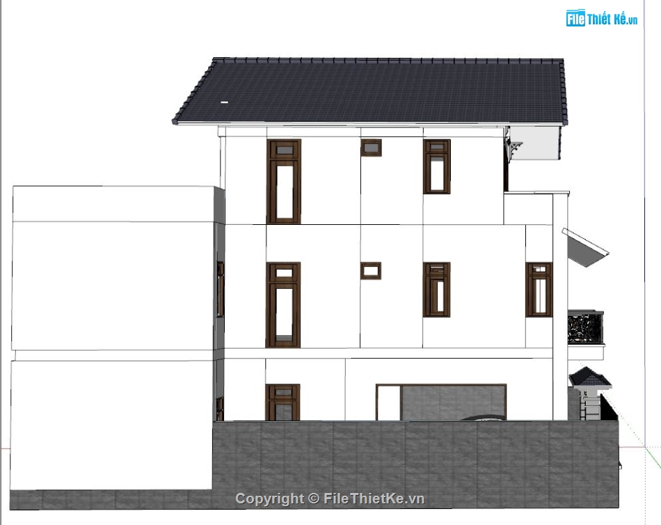 File sketchup Biệt thự 3 tầng,Model sketchup Biệt thự 3 tầng,Bản vẽ sketchup Biệt thự 3 tầng,sketchup Biệt thự 3 tầng 10x15.5m,3d sketchup Biệt thự 3 tầng