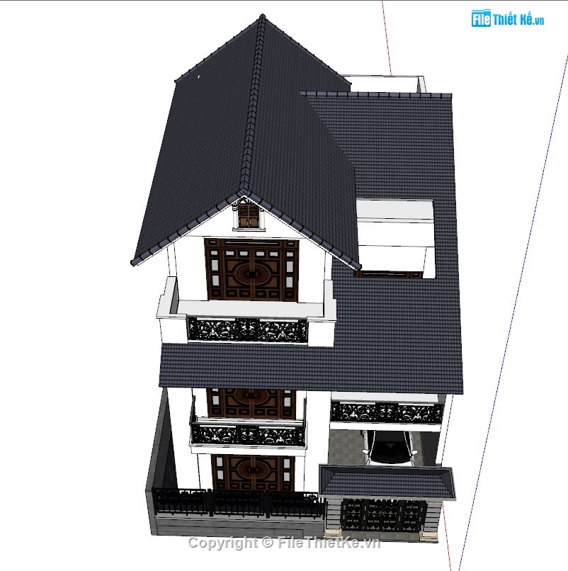 File sketchup Biệt thự 3 tầng,Model sketchup Biệt thự 3 tầng,Bản vẽ sketchup Biệt thự 3 tầng,sketchup Biệt thự 3 tầng 10x15.5m,3d sketchup Biệt thự 3 tầng
