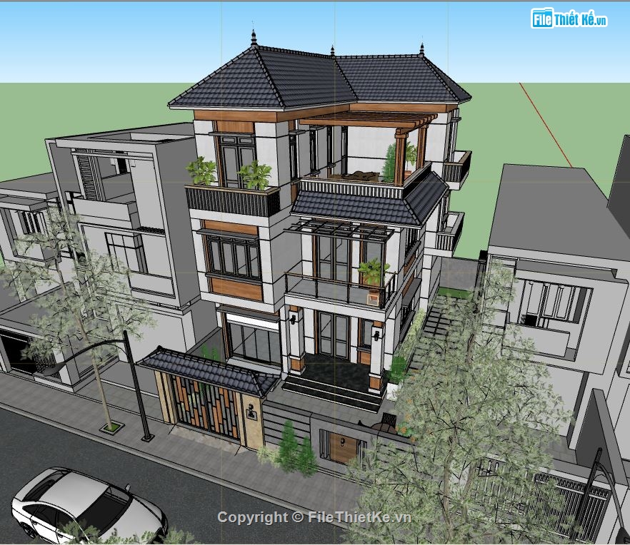 su biệt thự,sketchup biệt thự,model su biệt thự