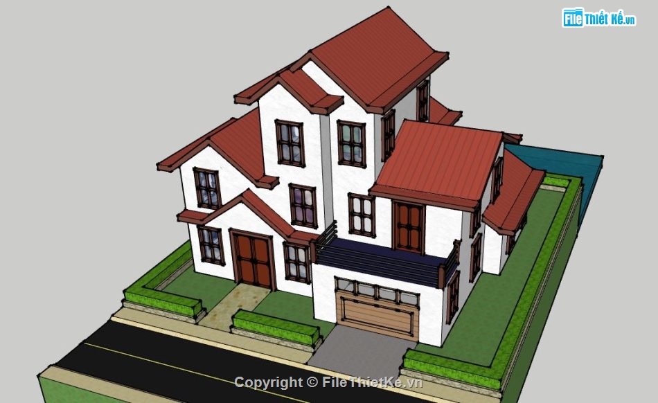 thiết kế biệt thự,model su biệt thự,file sketchup biệt thự