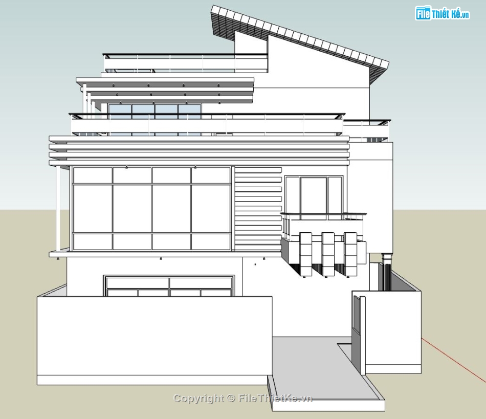 Biệt thự 3 tầng,file su biệt thự 3 tầng,sketchup biệt thự 3 tầng,biệt thự 3 tầng model su