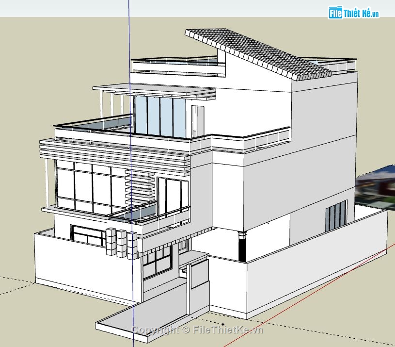 Biệt thự 3 tầng,file su biệt thự 3 tầng,sketchup biệt thự 3 tầng,biệt thự 3 tầng model su