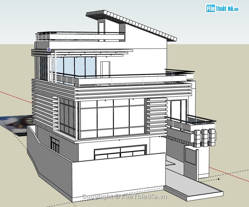 Biệt thự 3 tầng,file su biệt thự 3 tầng,sketchup biệt thự 3 tầng,biệt thự 3 tầng model su