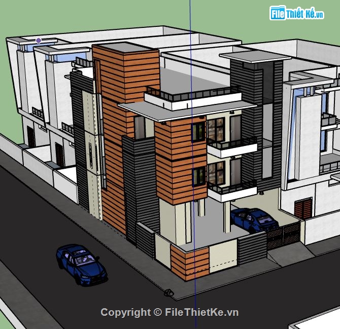 Biệt thự 3 tầng hiện đại,Biệt thự 3 tầng file sketchup,model su biệt thự 3 tầng,biệt thự 3 tầng sketchup