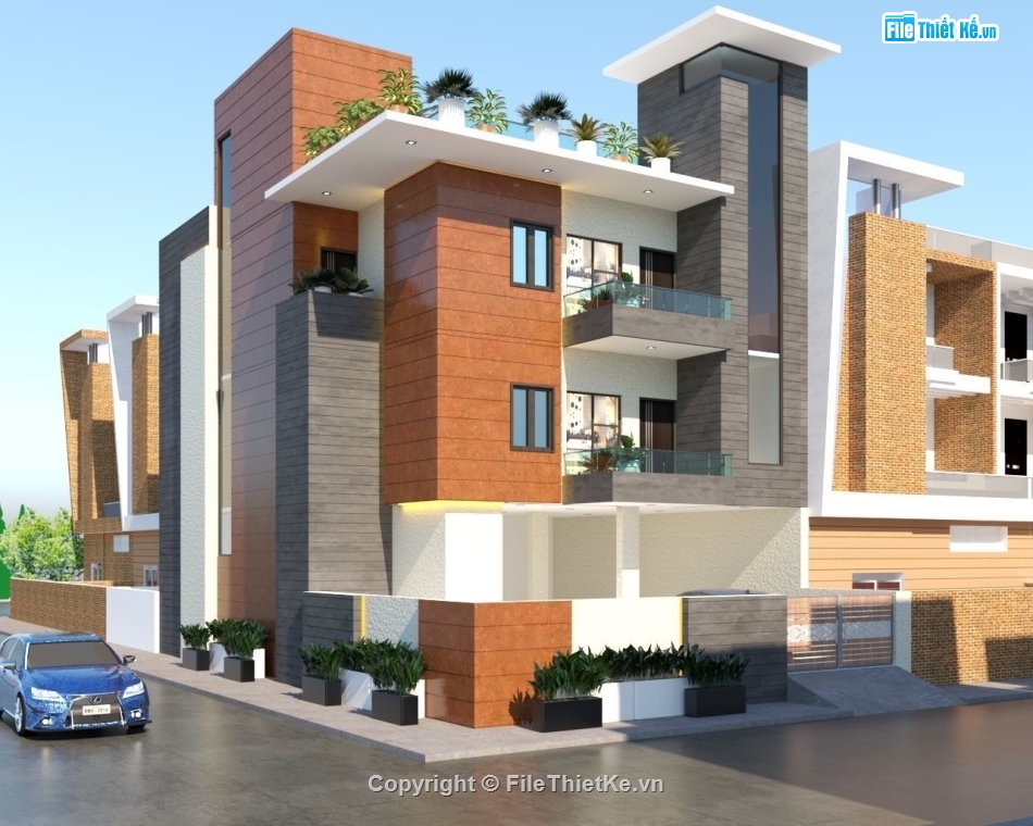 Biệt thự 3 tầng hiện đại,Biệt thự 3 tầng file sketchup,model su biệt thự 3 tầng,biệt thự 3 tầng sketchup