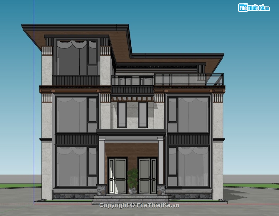 model su biệt thự 3 tầng,su biệt thự 3 tầng,sketchup biệt thự 3 tầng