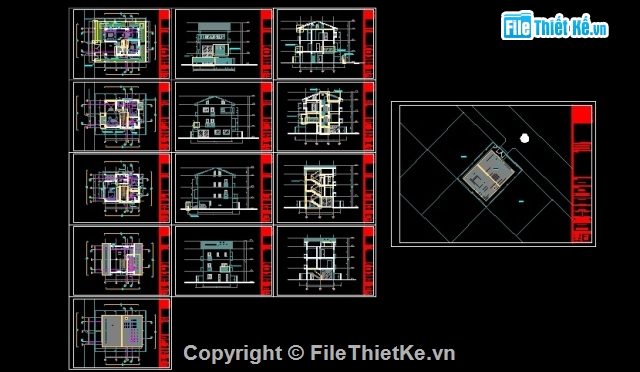 Bản vẽ biệt thự 3 tầng kích thước 8x10m,Biệt thự kích thước 8x10m cao 3 tầng,Biệt thự 3 tầng full kiến trúc kết cấu điện nước,bản vẽ biệt thự 3 tầng hiện đại