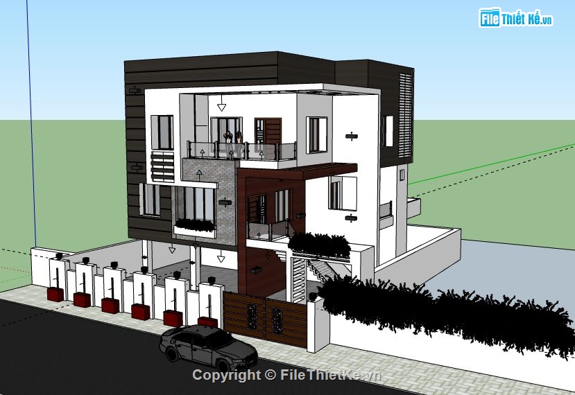 Biệt thự 3 tầng,model su biệt thự 3 tầng,biệt thự 3 tầng file su,file sketchup biệt thự 3 tầng,biệt thự 3 tầng