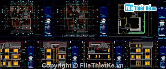 Biệt thự 3 tầng,cad biệt thự 3 tầng,biệt thự 2 tầng cad,file cad biệt thự 3 tầng