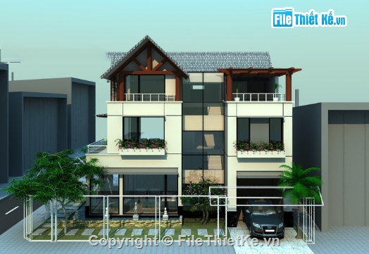 Biệt thự 3 tầng,cad biệt thự 3 tầng,biệt thự 2 tầng cad,file cad biệt thự 3 tầng