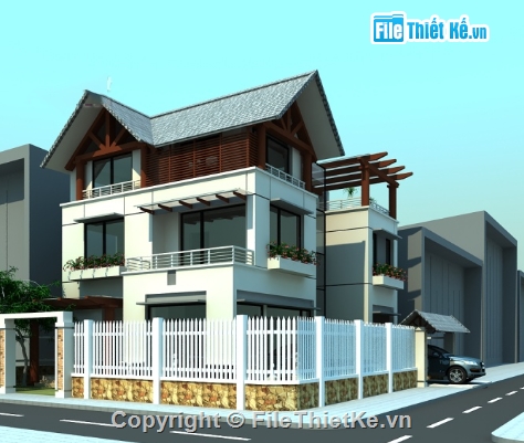 Biệt thự 3 tầng,cad biệt thự 3 tầng,biệt thự 2 tầng cad,file cad biệt thự 3 tầng