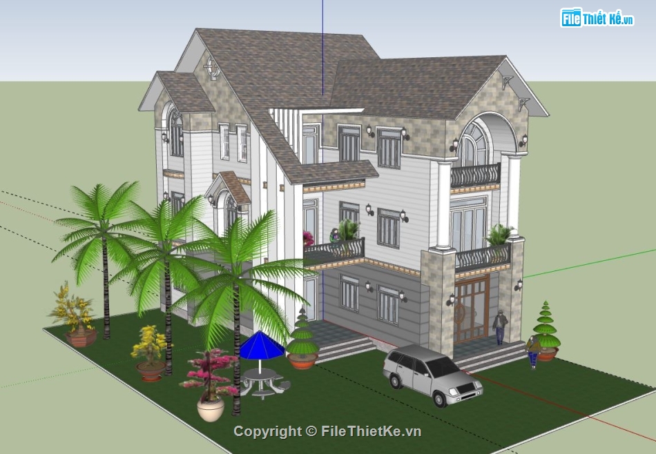 Biệt thự 3 tầng,model su biệt thự 3 tầng,biệt thự 3 tầng file su,sketchup biệt thự 3 tầng,biệt thự 3 tầng file sketchup