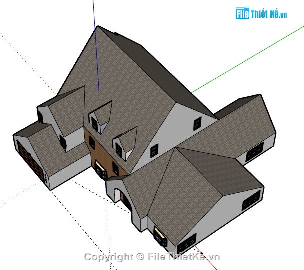 Biệt thự 3 tầng mái thái,model su biệt thự 3 tầng,file su biệt thự 3 tầng,mẫu biệt thự 3 tầng sketchup