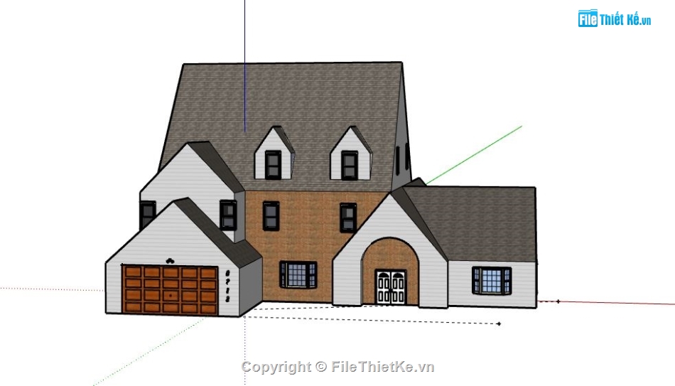 Biệt thự 3 tầng mái thái,model su biệt thự 3 tầng,file su biệt thự 3 tầng,mẫu biệt thự 3 tầng sketchup