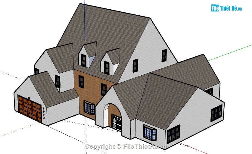 Biệt thự 3 tầng mái thái,model su biệt thự 3 tầng,file su biệt thự 3 tầng,mẫu biệt thự 3 tầng sketchup