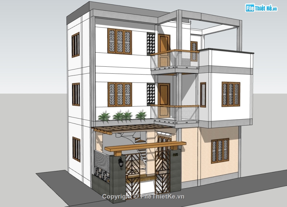 biệt thự 3 tầng,model biệt thự,file su biệt thự
