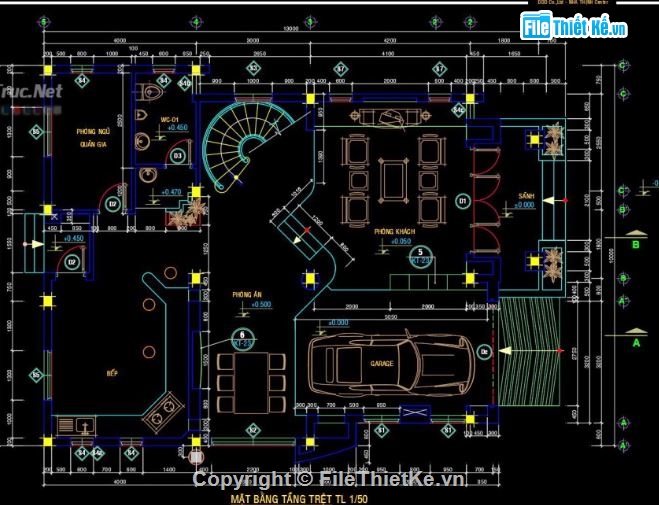 Biệt thự,Biệt thự 3 tầng,file cad biệt thự 3 tầng