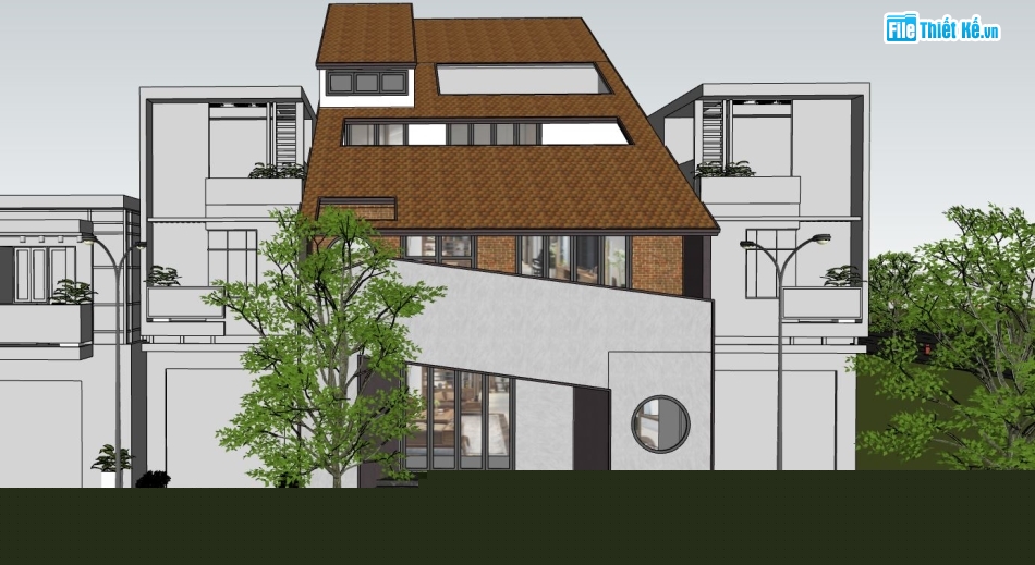 biệt thự 3 tầng su,sketchup biệt thự 3 tầng,mẫu biệt thự 3 tầng su