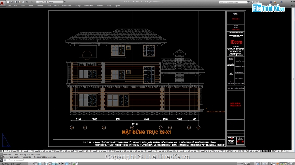 Biệt thự,File cad biệt thự 3 tầng,mẫu biệt thự 3 tầng,biệt thự 3 tầng