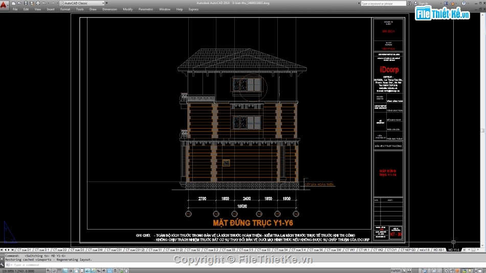 Biệt thự,File cad biệt thự 3 tầng,mẫu biệt thự 3 tầng,biệt thự 3 tầng
