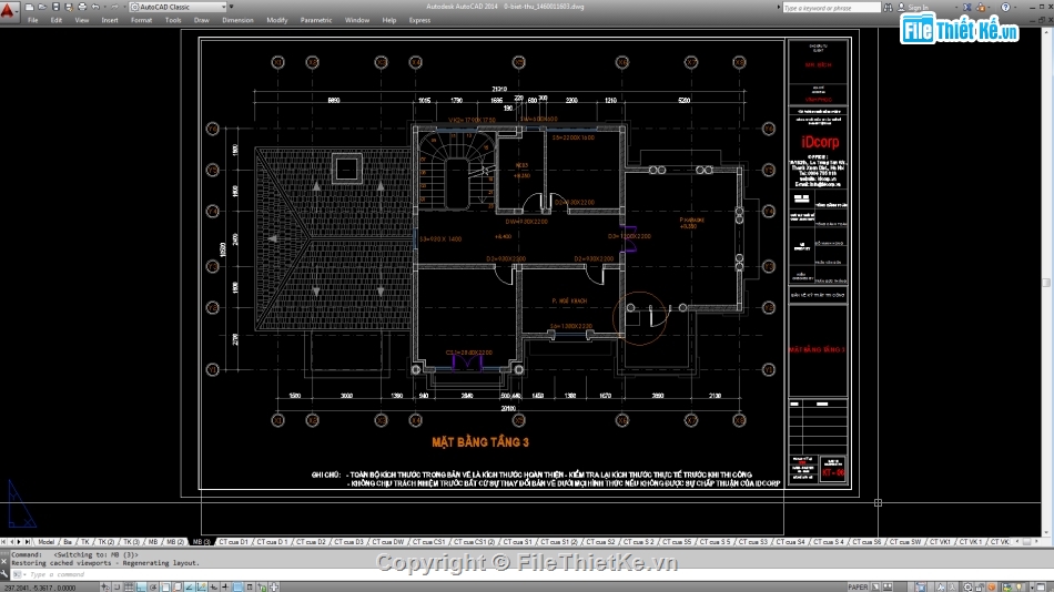 Biệt thự,File cad biệt thự 3 tầng,mẫu biệt thự 3 tầng,biệt thự 3 tầng