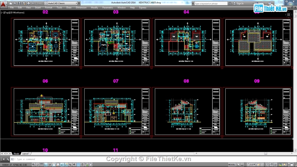 Biệt thự,file cad biệt thự 3 tầng,biệt thự 3 tầng