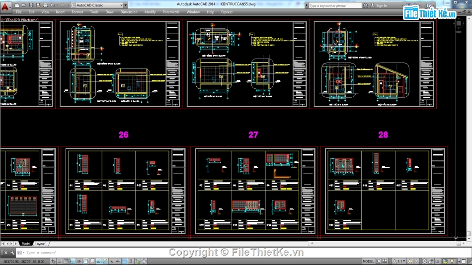 Biệt thự,file cad biệt thự 3 tầng,biệt thự 3 tầng
