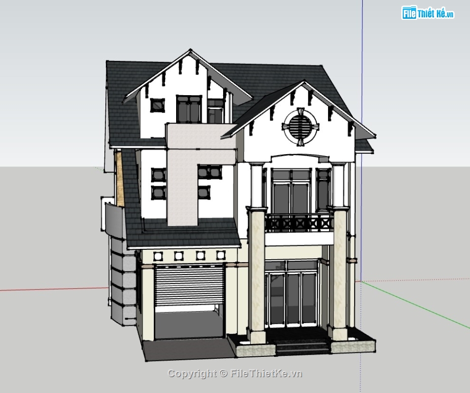 biệt thự 3 tầng,biệt thự 3 tầng sketchup,su biệt thự,sketchup biệt thự