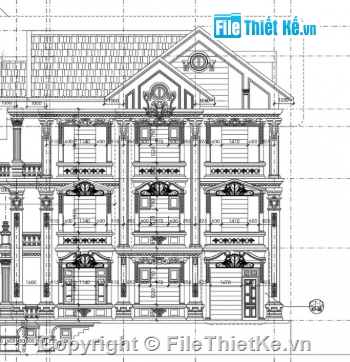 Biệt thự tân cổ điển,biệt thự 3 tầng,file cad biệt thự 3 tầng,cad biệt thự 3 tầng