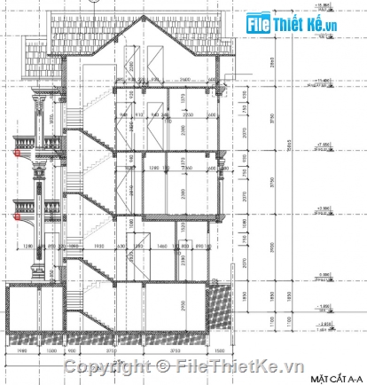 Biệt thự tân cổ điển,biệt thự 3 tầng,file cad biệt thự 3 tầng,cad biệt thự 3 tầng