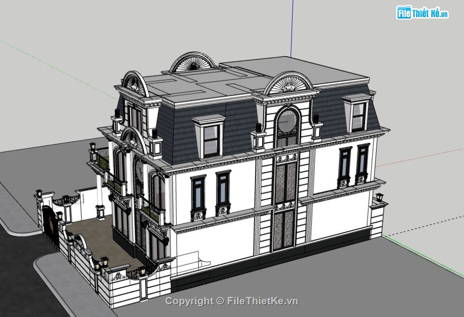 Biệt thự 3 tầng,file sketchup biệt thự 3 tầng,biệt thự 3 tầng file sketchup,sketchup biệt thự 3 tầng,biệt thự 3 tầng file su