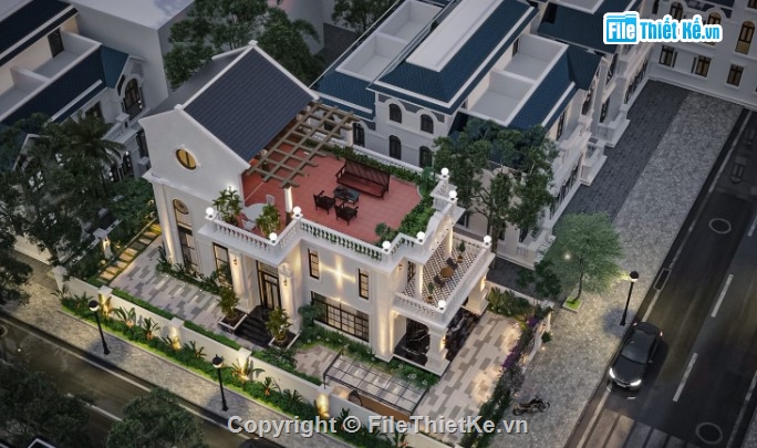 biệt thự cổ điển 3 tầng,3dmax biệt thự 3 tầng,biệt thự 3 tầng
