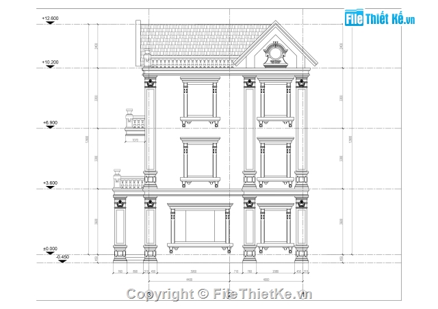 kiến trúc biệt thự,biệt thự phố,Biệt thự 3 tầng,Biệt thự 3 tầng tân cổ điển,8.14x8.84m