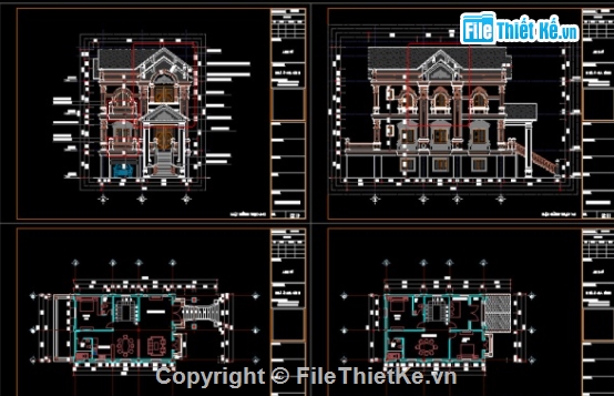 biệt thự 3 tầng,cad biệt thự 3 tầng,file cad biệt thự 3 tầng