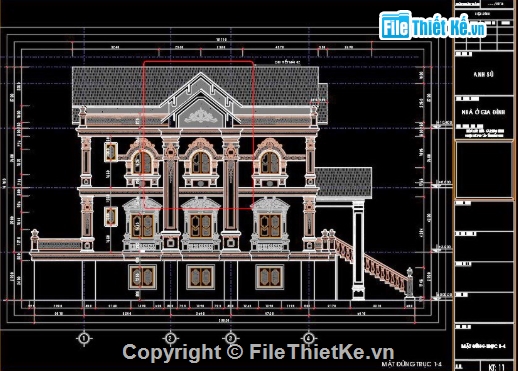 biệt thự 3 tầng,cad biệt thự 3 tầng,file cad biệt thự 3 tầng