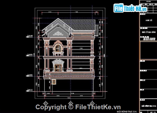 biệt thự 3 tầng,cad biệt thự 3 tầng,file cad biệt thự 3 tầng